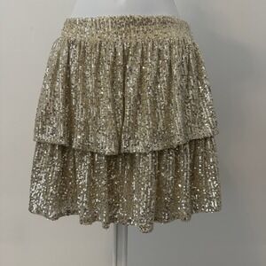 NWT! Silver Hello Franki Tiered Sequin Skort, Sz: XL Holiday, Party, New Years